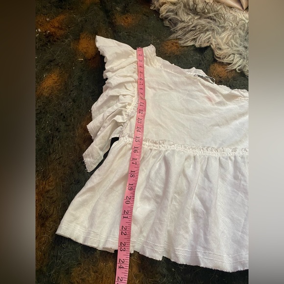 IRO NWT France white linen one shoulder ruffle shirt top peplum asymmetric 38 M - Picture 9 of 11